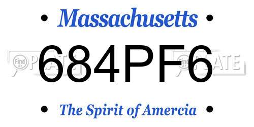 684PF6 Massachusetts License Plate