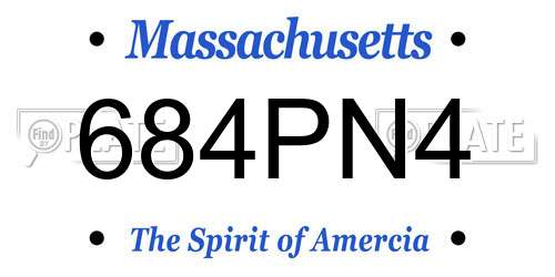 684PN4 Massachusetts License Plate