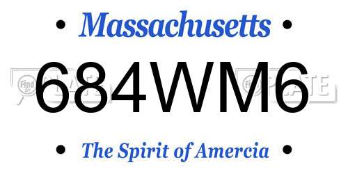 684WM6 Massachusetts License Plate