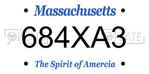 684XA3 Massachusetts License Plate
