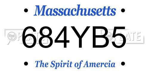 684YB5 Massachusetts License Plate