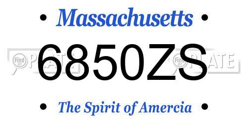 6850ZS Massachusetts License Plate