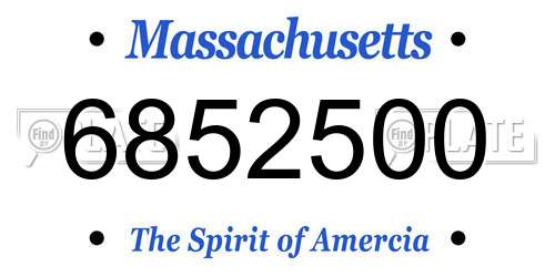 6852500 Massachusetts License Plate