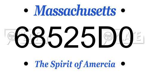 68525D0 Massachusetts License Plate