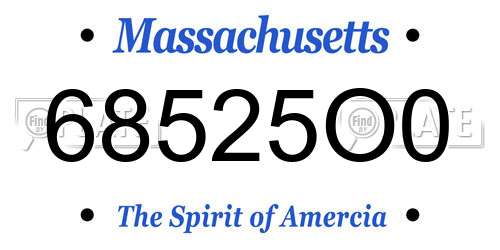 68525O0 Massachusetts License Plate