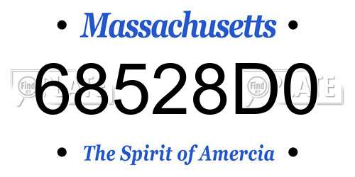 68528D0 Massachusetts License Plate