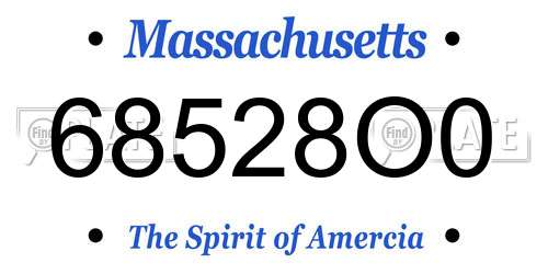 68528O0 Massachusetts License Plate