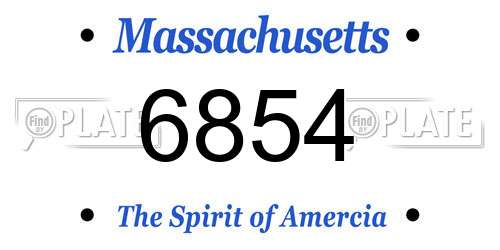 6854 Massachusetts License Plate
