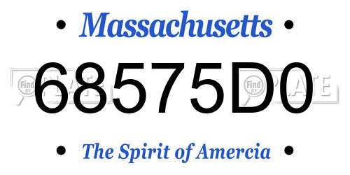 68575D0 Massachusetts License Plate