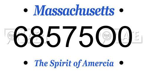 68575O0 Massachusetts License Plate