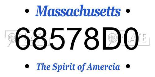 68578D0 Massachusetts License Plate