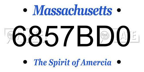 6857BD0 Massachusetts License Plate