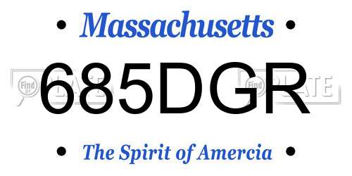 685DGR Massachusetts License Plate