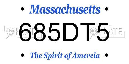 685DT5 Massachusetts License Plate