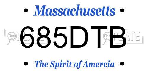 685DTB Massachusetts License Plate
