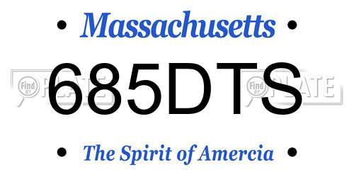 685DTS Massachusetts License Plate