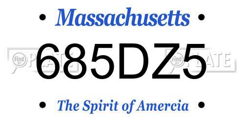 685DZ5 Massachusetts License Plate