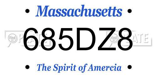 685DZ8 Massachusetts License Plate