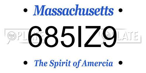 685IZ9 Massachusetts License Plate