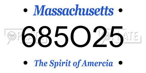 685O25 Massachusetts License Plate