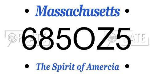 685OZ5 Massachusetts License Plate