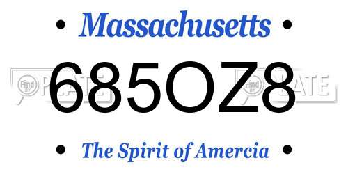685OZ8 Massachusetts License Plate