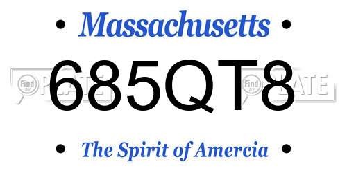 685QT8 Massachusetts License Plate