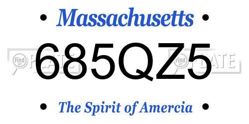 685QZ5 Massachusetts License Plate