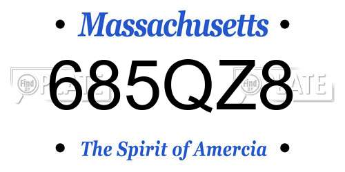 685QZ8 Massachusetts License Plate