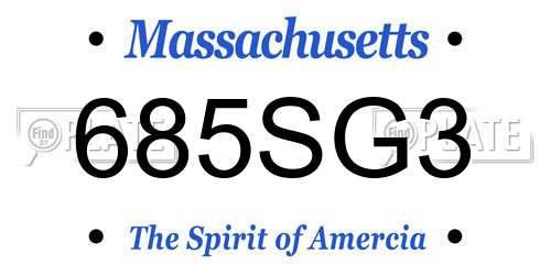 685SG3 Massachusetts License Plate