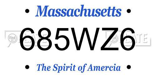 685WZ6 Massachusetts License Plate