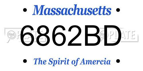 6862BD Massachusetts License Plate