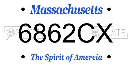 6862CX Massachusetts License Plate