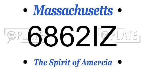 6862IZ Massachusetts License Plate