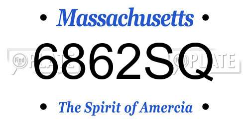 6862SQ Massachusetts License Plate