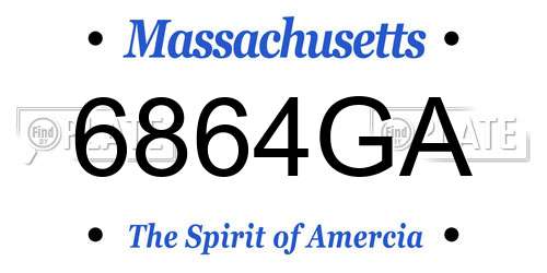 6864GA Massachusetts License Plate