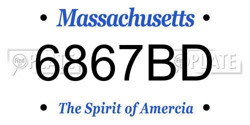 6867BD Massachusetts License Plate