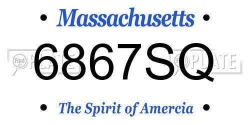 6867SQ Massachusetts License Plate