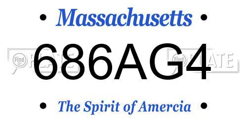 686AG4 Massachusetts License Plate