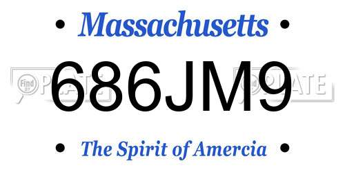 686JM9 Massachusetts License Plate