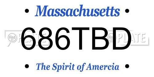 686TBD Massachusetts License Plate
