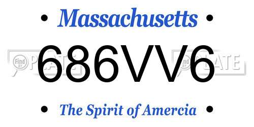 686VV6 Massachusetts License Plate