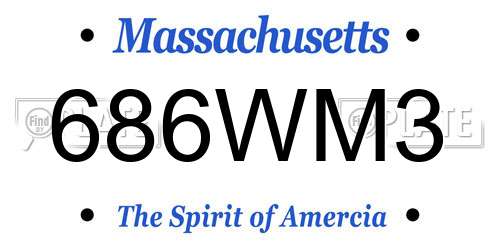 686WM3 Massachusetts License Plate