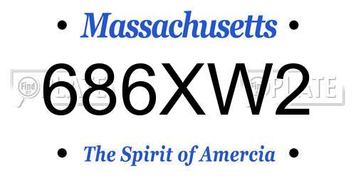 686XW2 Massachusetts License Plate