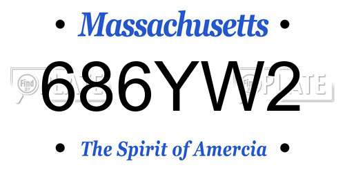 686YW2 Massachusetts License Plate