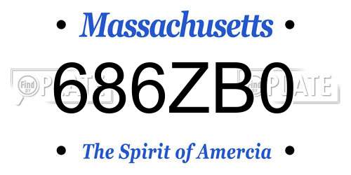 686ZB0 Massachusetts License Plate
