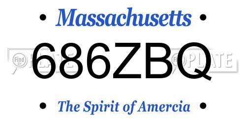 686ZBQ Massachusetts License Plate