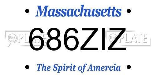 686ZIZ Massachusetts License Plate