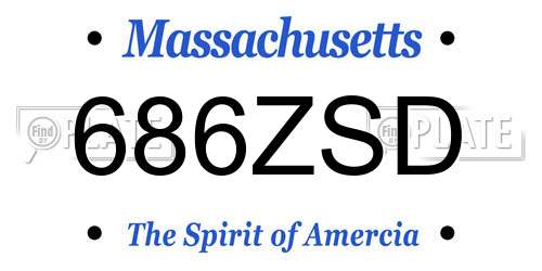 686ZSD Massachusetts License Plate