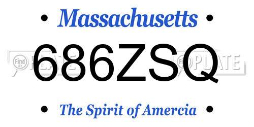 686ZSQ Massachusetts License Plate